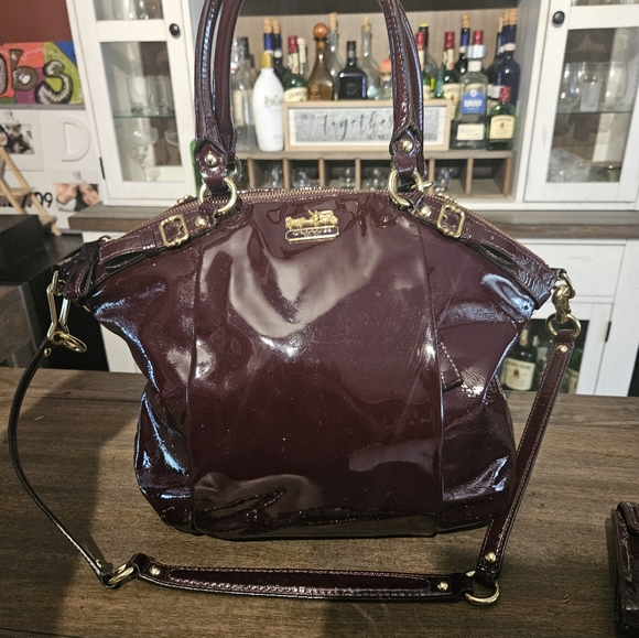 Coach Madison Lindsey Satchel With Matching Long Wallet Plum - Picture 2 of 16